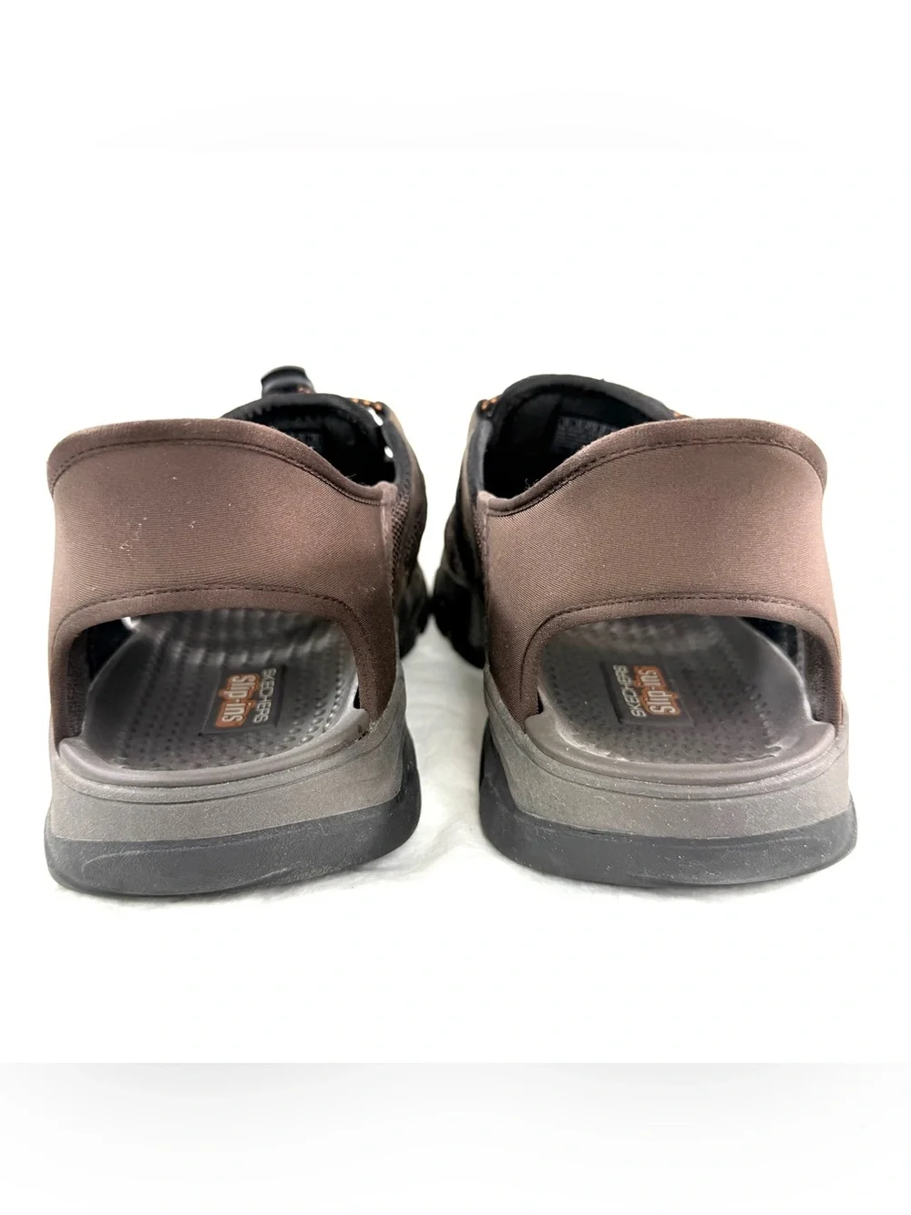 Skechers Men Size 13 Brown Slip Ins Water Shoe Bungee Laces Sandal Closed Toe